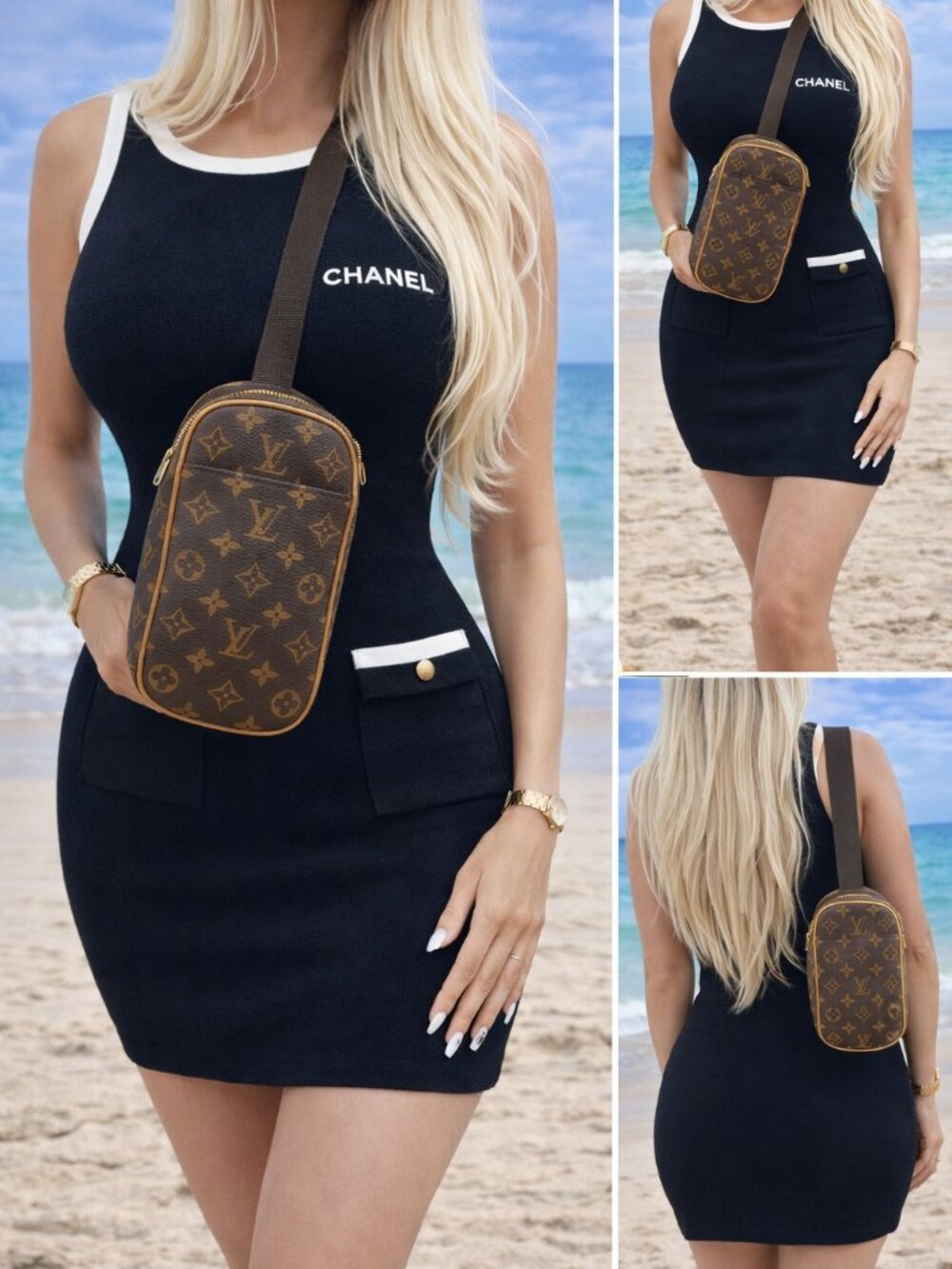 Authentic Louis Vuitton Monogram Gange Pochette Crossbody Bag Bum Shoulder Waist - Picture 1 of 16